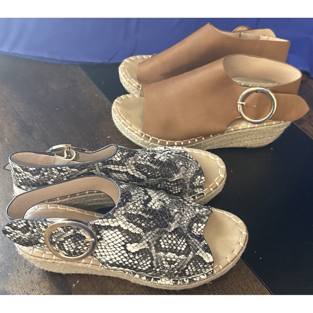 Catherine Malandrino Cirkly Wedges Women 6 Tan Snake Good 2 Pairs Espadrille
